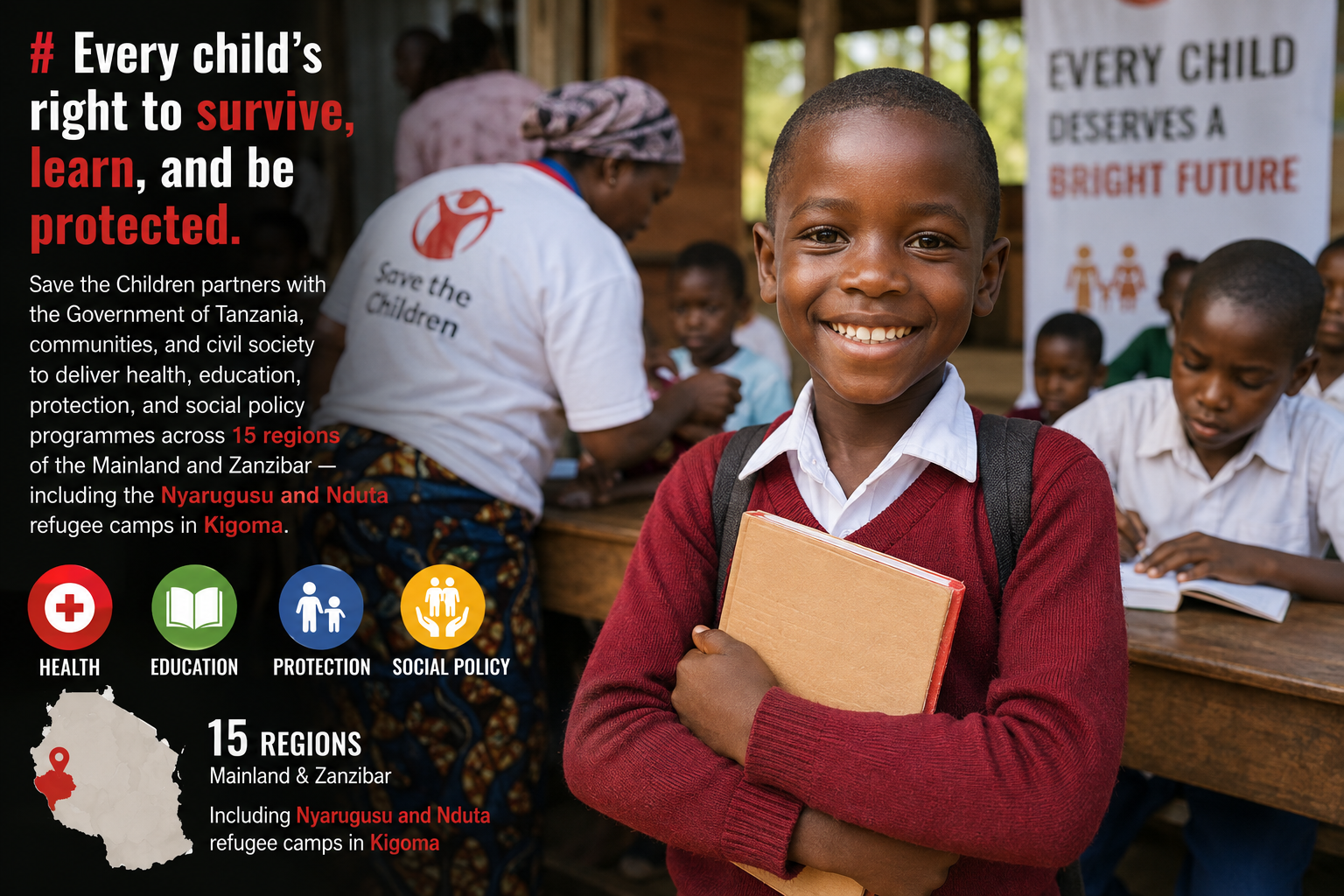 Children supported by Save the Children in Tanzania